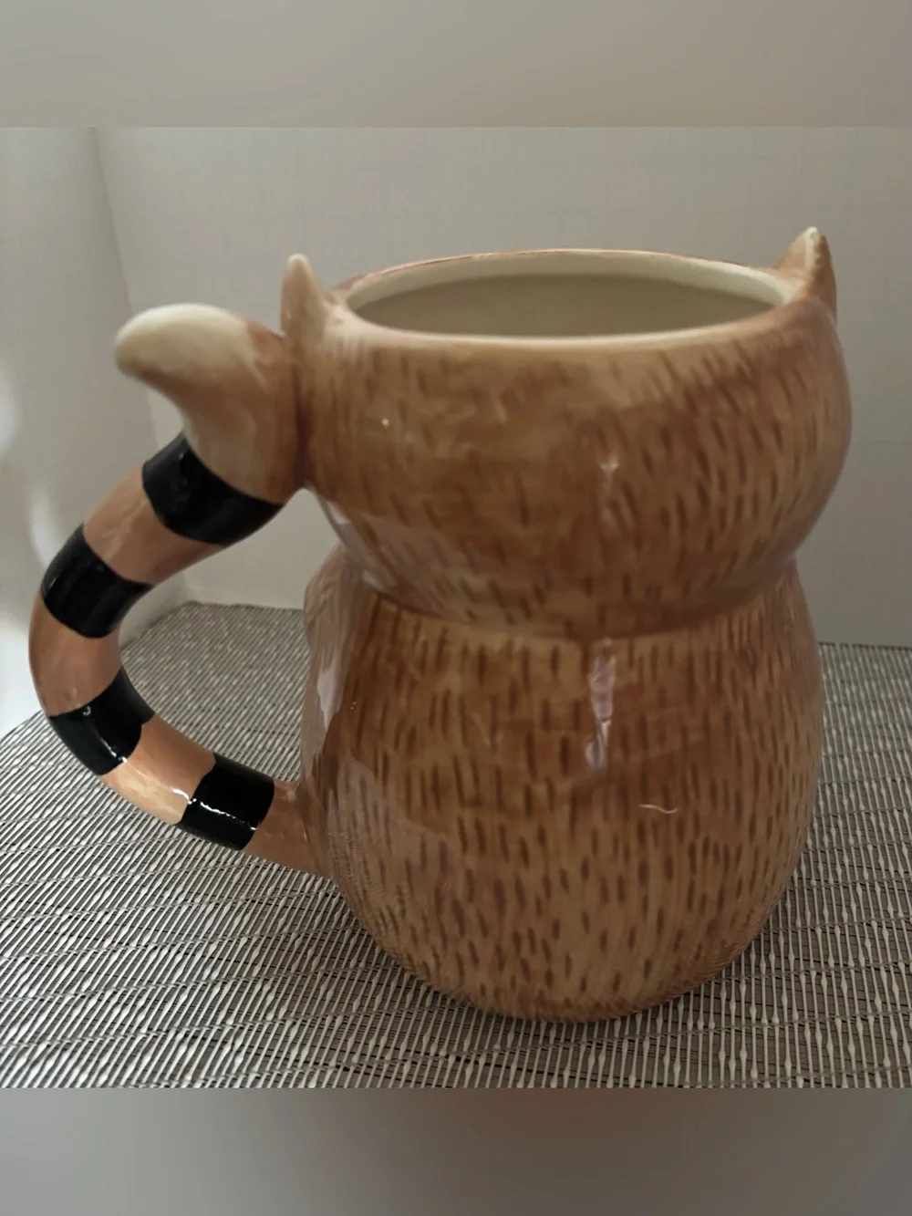 Pier 1 Hand-Painted Dolomite Raccoon Mug Large 16oz made exclusively for Pier 1